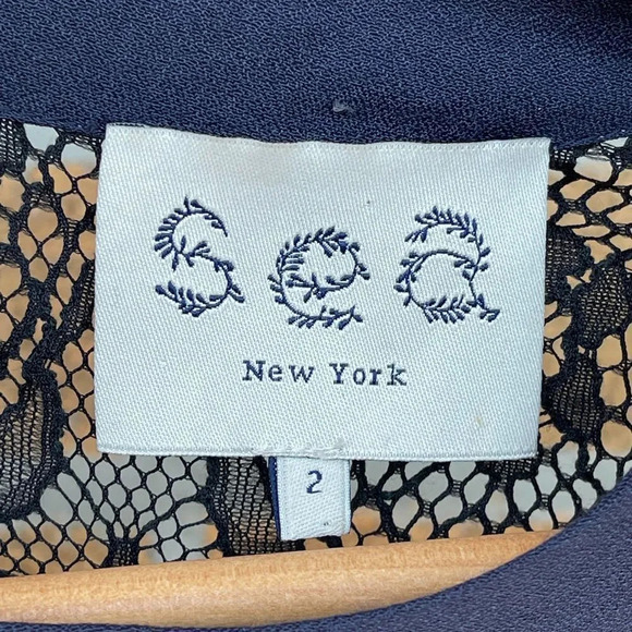 Sea New York Silk Crepe Lace Trim Mini Dress 2 - Picture 11 of 14